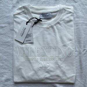 Valentino Men's New Casual White Color T-shirt Size:Small